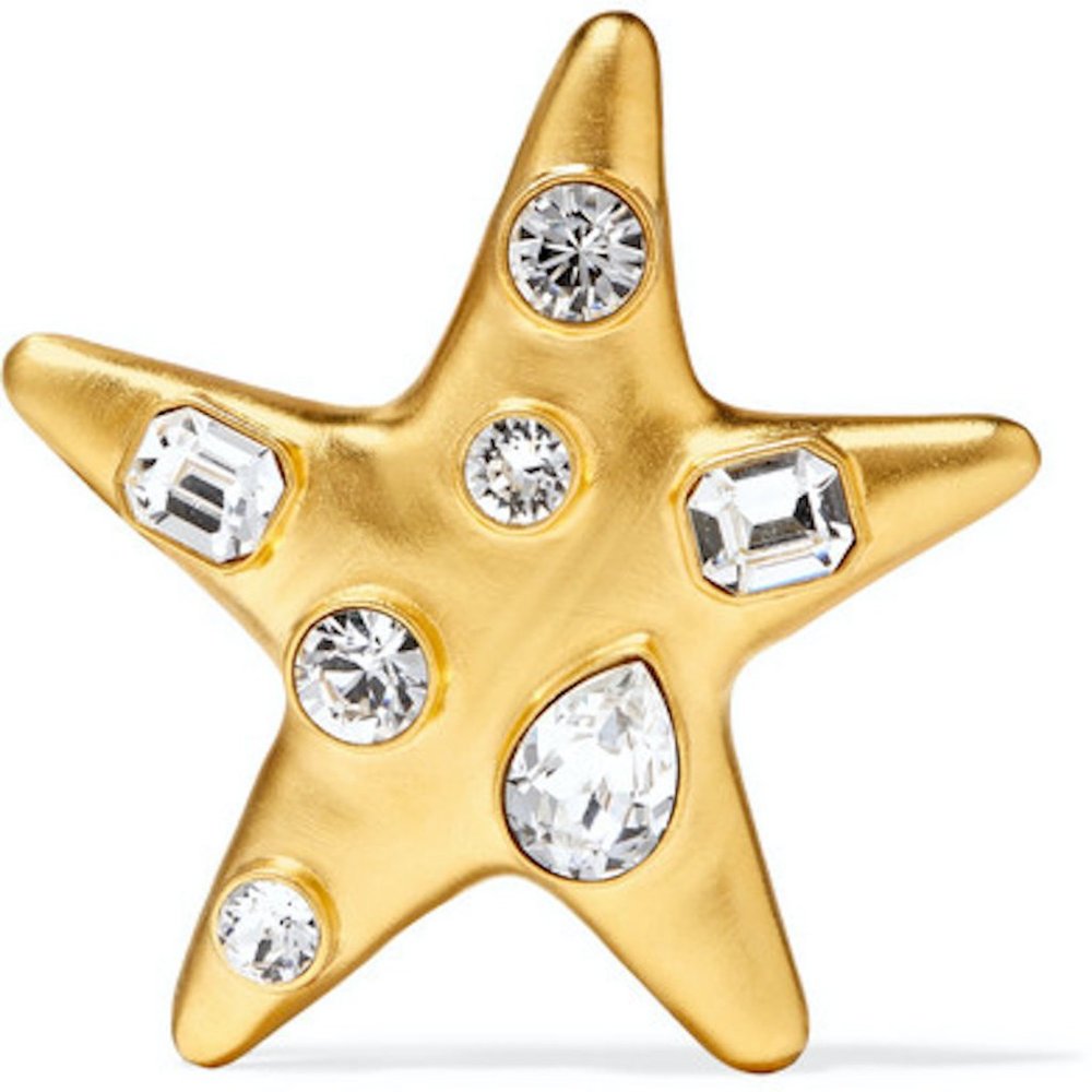 KENNETH JAY LANE,  GOLD ENAMEL CLEAR CRYS…